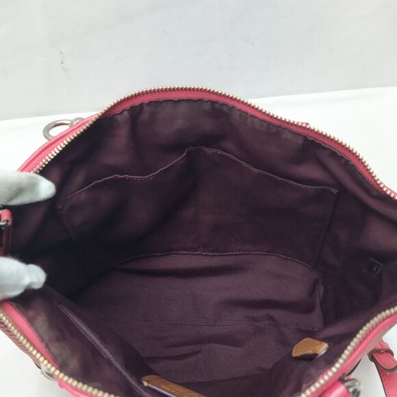 Coach Kelsey Red Canvas Double Handles Zipper Closure Satchel Bag